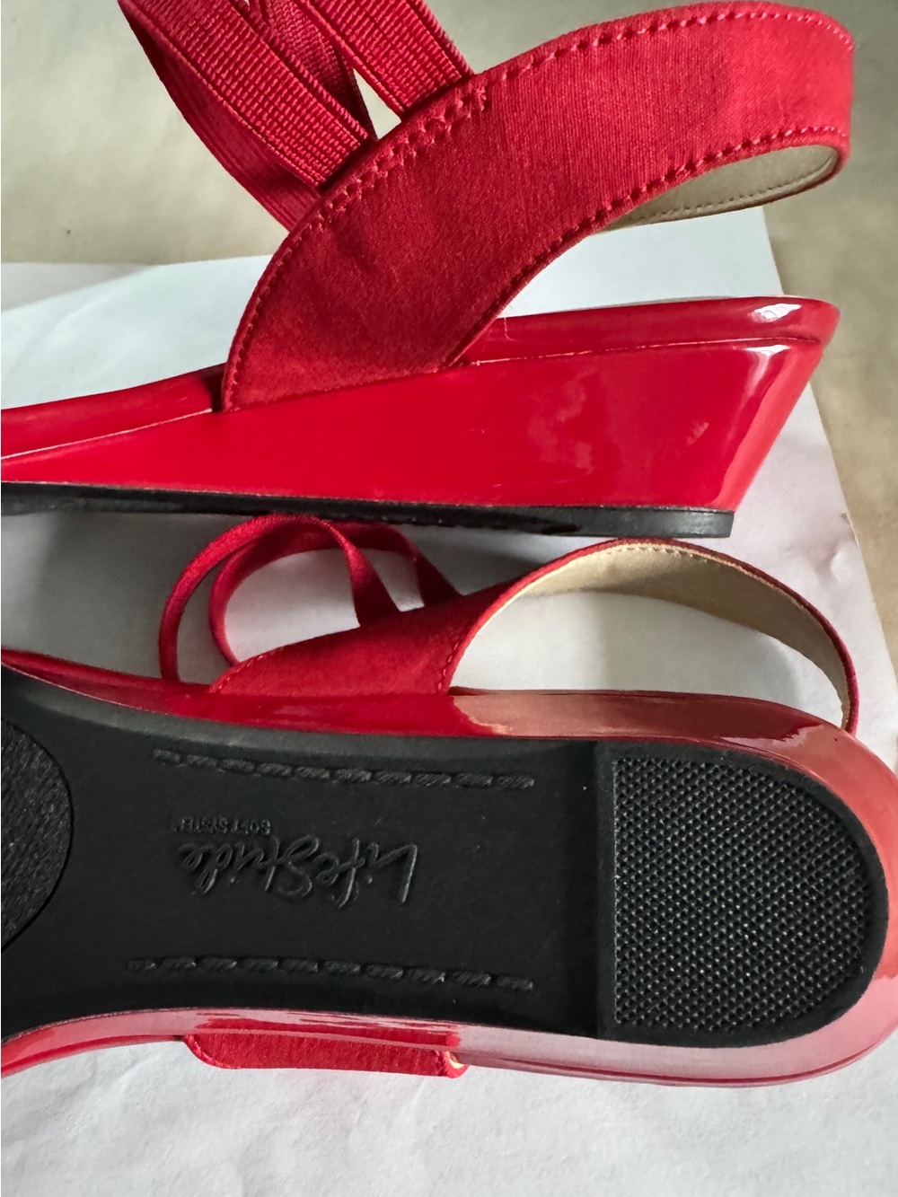 Life Stride Red Open-Toe Elastic-Strap Sandals - Picture 5 of 5